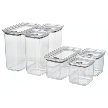 IKEA KORALLVIPPA Dry food jar with lid, set of 6, transparent