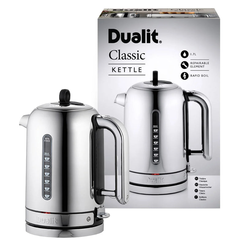 Bouilloire classique Dualit 1,7 L, acier inoxydable poli