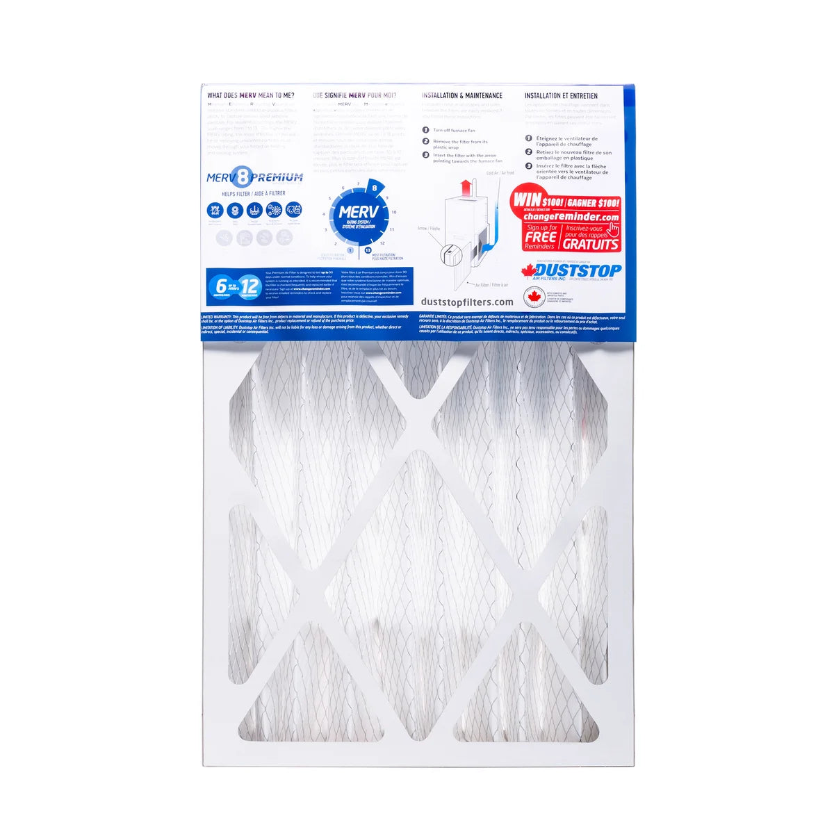 Duststop MERV 8 Premium Pleated Furnace Filter, 3-pack