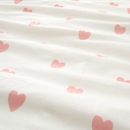IKEA BARNDRÖM Duvet cover and pillowcase, heart pattern white/pink, Twin