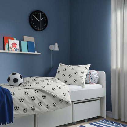 IKEA SPORTSLIG Duvet cover and pillowcase, football pattern, Twin