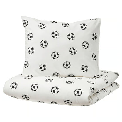 IKEA SPORTSLIG Duvet cover and pillowcase, football pattern, Twin
