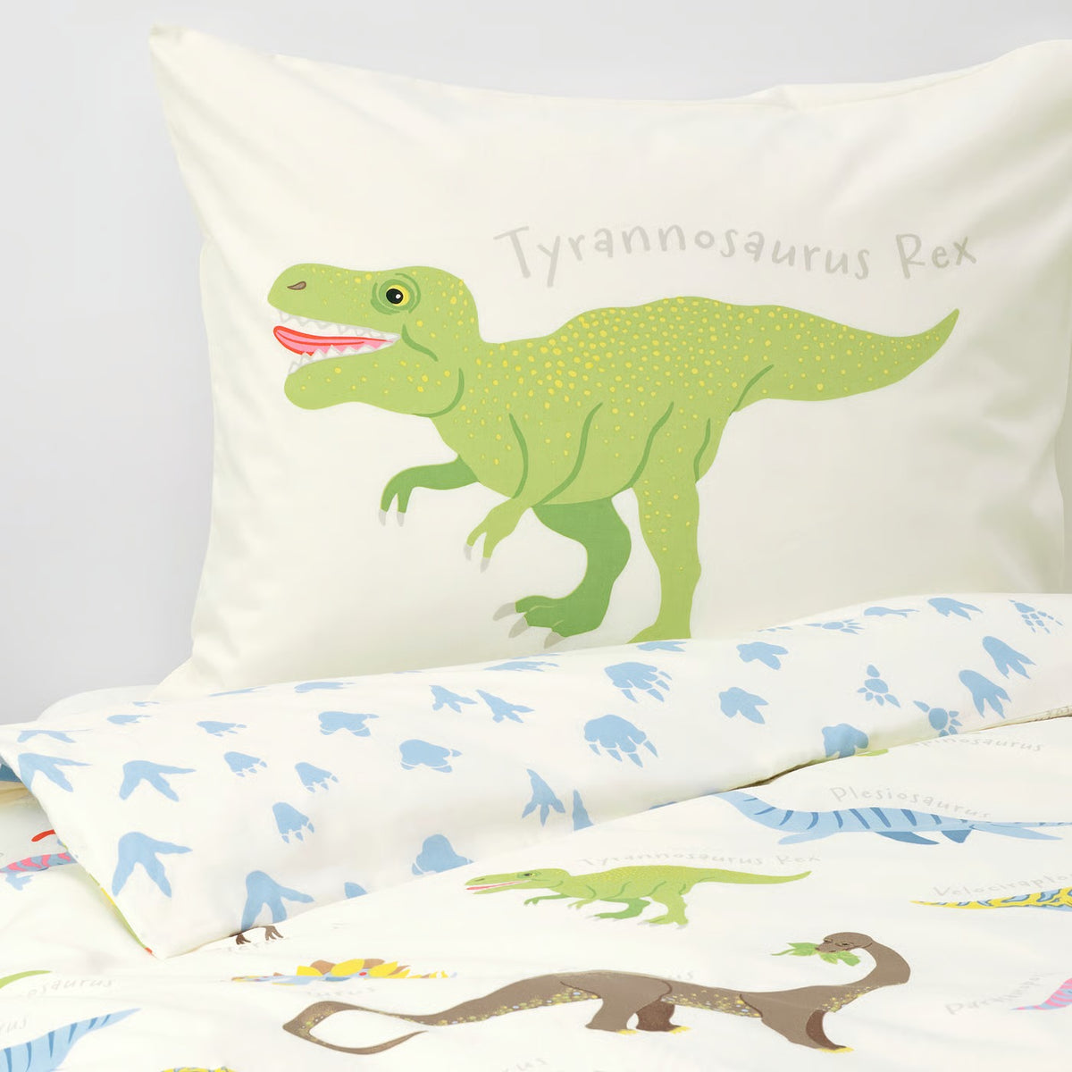 IKEA JÄTTELIK Duvet cover and pillowcase, Dinosaurs/white, Twin