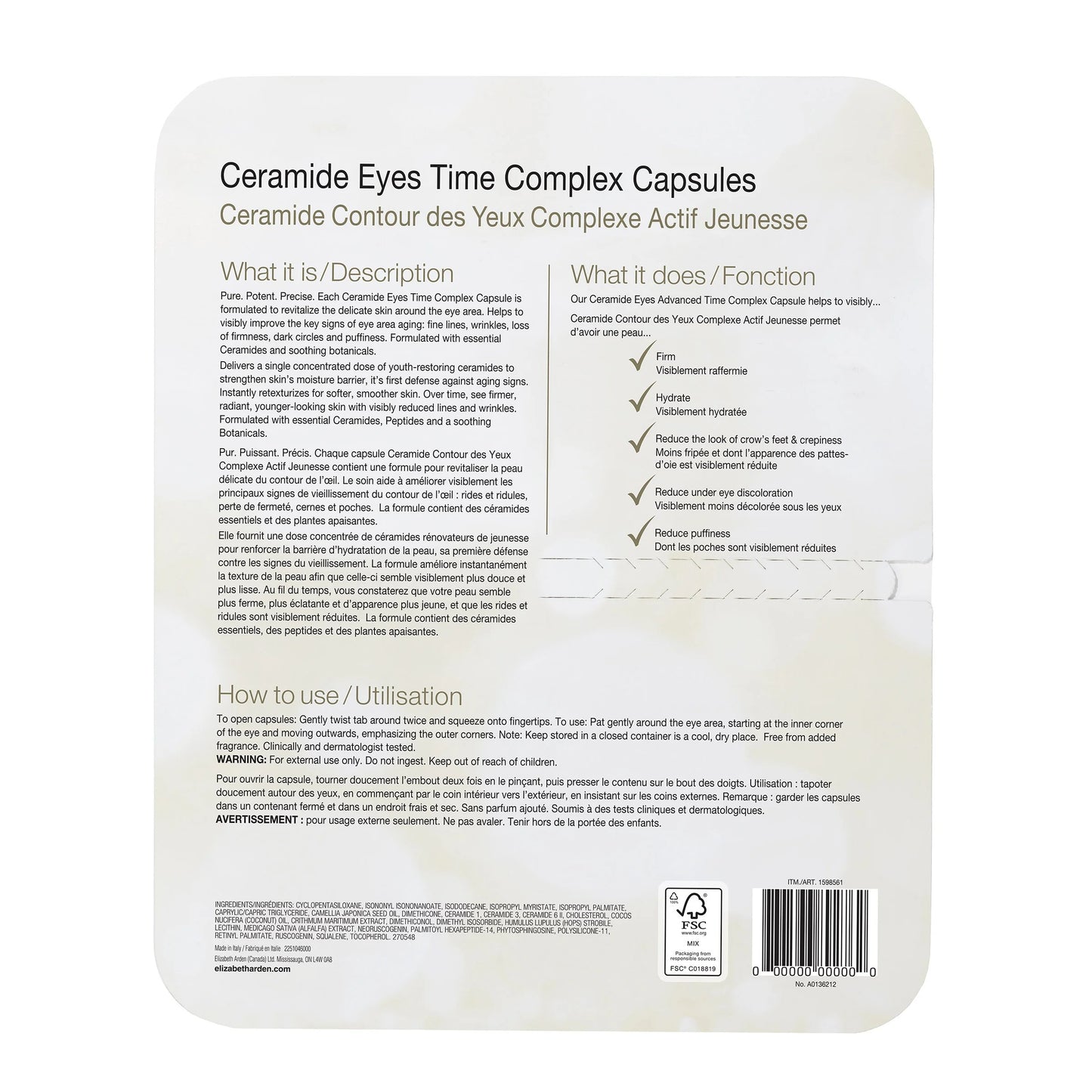 Elizabeth Arden Ceramide Eyes Time Complex Capsules | Advanced Eye Serum Capsules for Fine Lines & Hydration