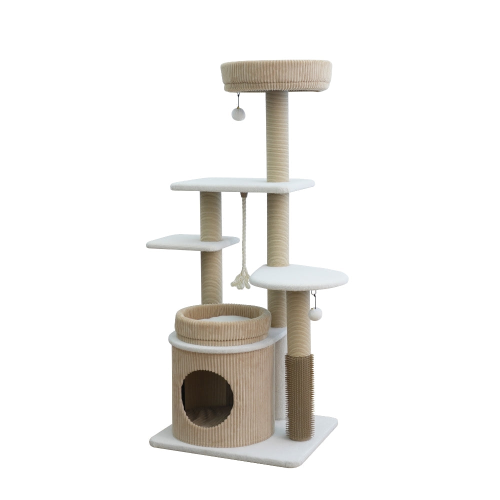 Catry Pasadena 54 inch Cat Tree, With 5 Levels and Condo, Beige