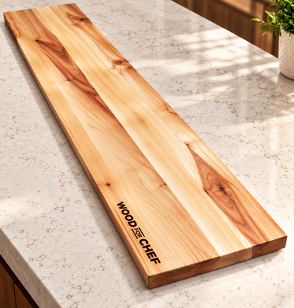 WoodForChef Extra Long Birch Wood Charcuterie Board, 88.9 × 21.59 × 2 cm (35 × 8.5 × 0.75 in), Rustic Wooden Cheese & Serving Platter with Integrated Handles for Appetizers, Parties, Weddings, Kitchen Dining & Entertaining