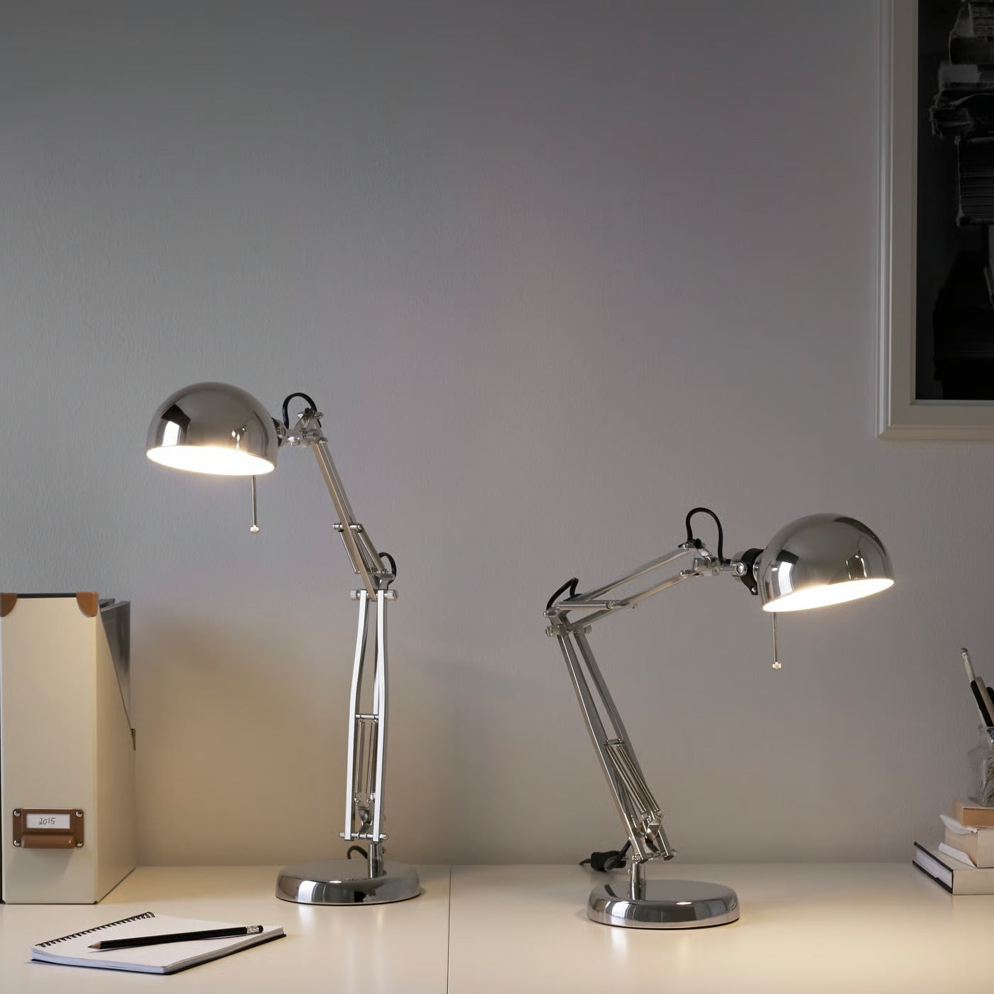 IKEA FORSÅ Adjustable Work Lamp – Nickel-Plated Steel Desk & Reading Lamp