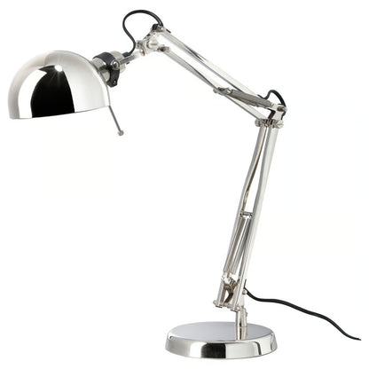IKEA FORSÅ Adjustable Work Lamp – Nickel-Plated Steel Desk & Reading Lamp