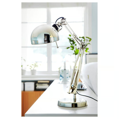 IKEA FORSÅ Adjustable Work Lamp – Nickel-Plated Steel Desk & Reading Lamp