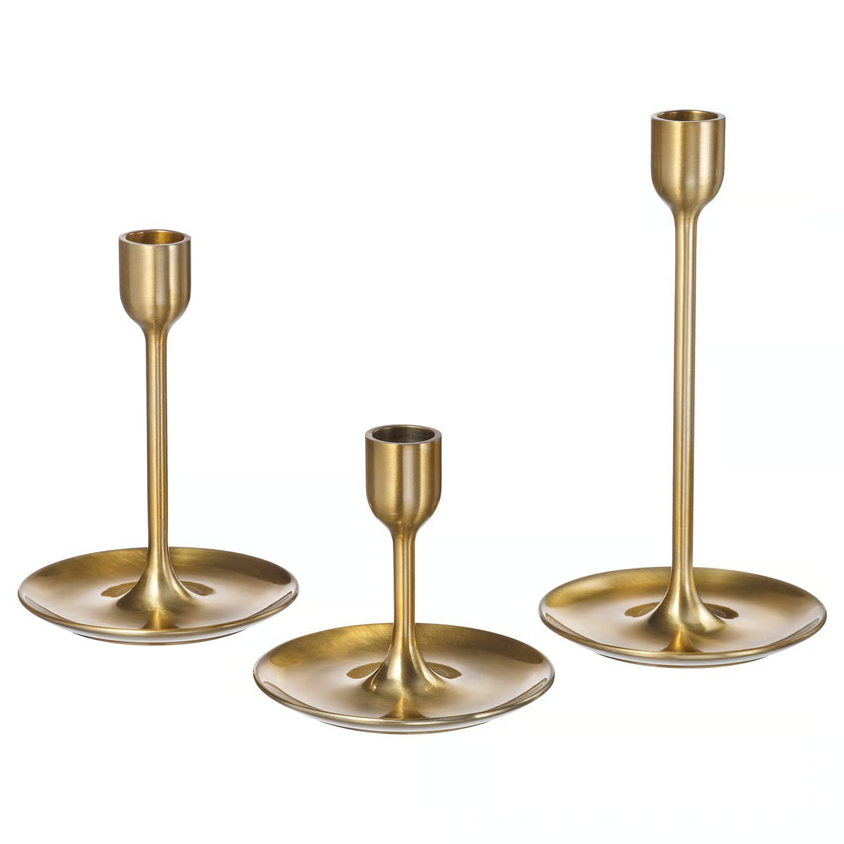 IKEA FULLTALIG Candlestick, set of 3, brass color