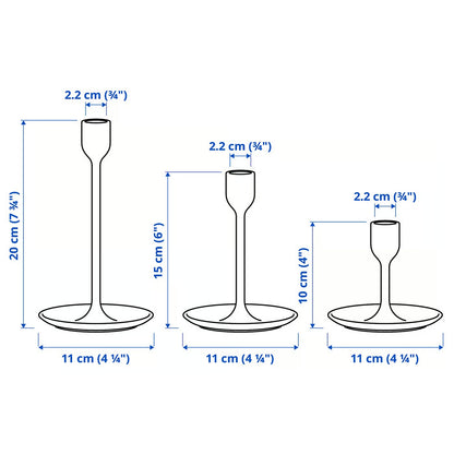 IKEA FULLTALIG Candlestick, set of 3, brass color