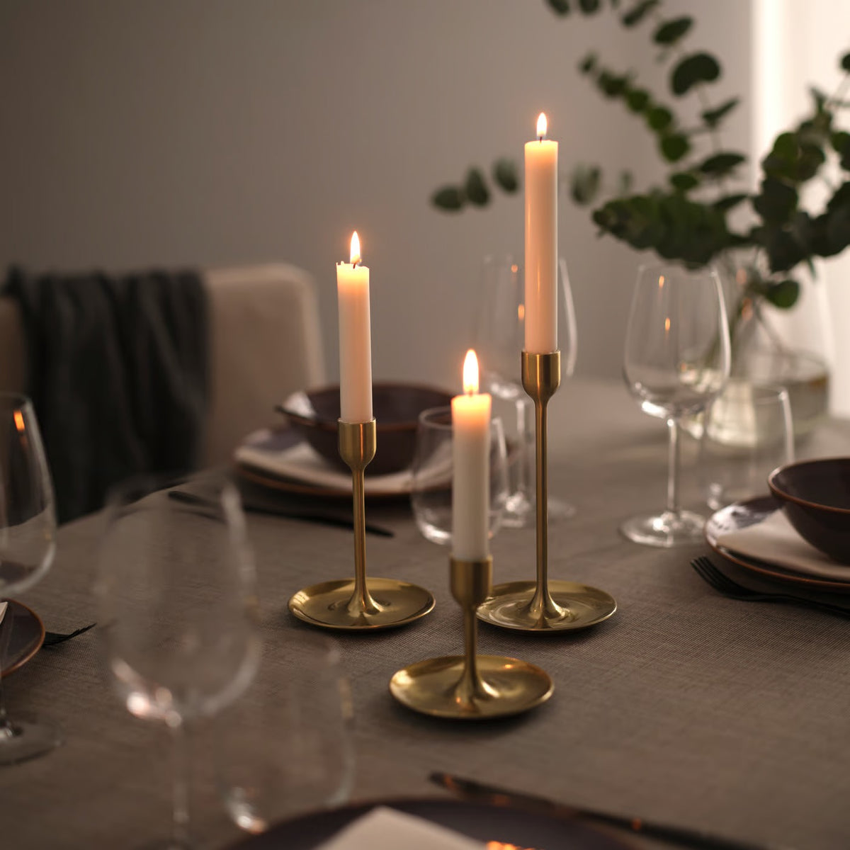 IKEA FULLTALIG Candlestick, set of 3, brass color