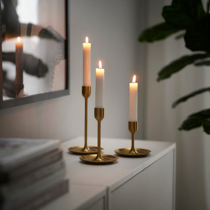 IKEA FULLTALIG Candlestick, set of 3, brass color