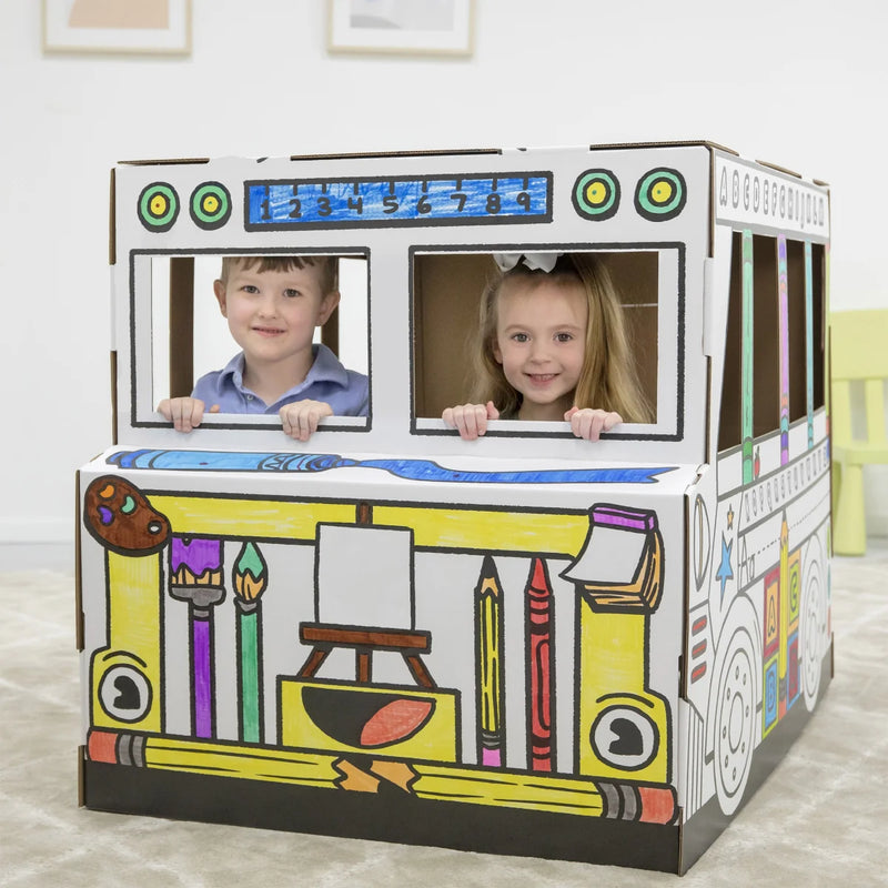 Fellowes - Bankers Box at Play Colour-Your-Own Cardboard School Bus