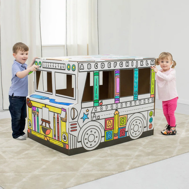 Fellowes - Bankers Box at Play Colour-Your-Own Cardboard School Bus