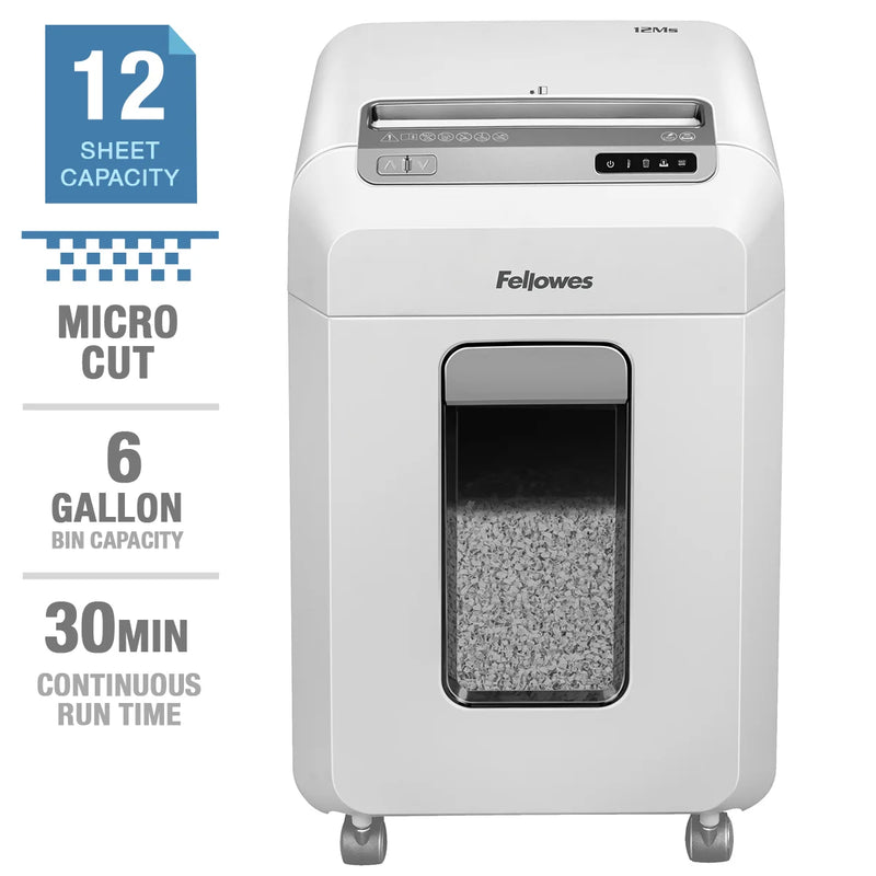 Fellowes Microshred 12Ms, destructeur de documents à coupe micrométrique 12 feuilles