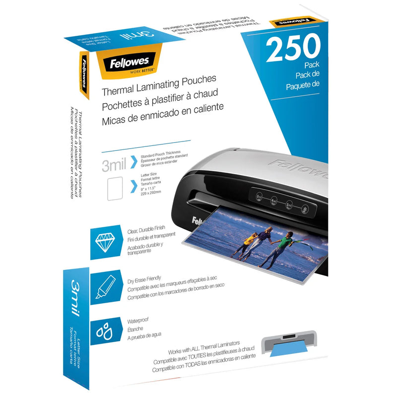 Pochettes de plastification thermique Fellowes format lettre, paquet de 250 