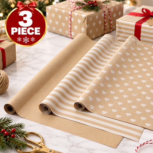 IKEA VINTERFINT Christmas Gift Wrapping Paper, 3 Roll Pack, Mixed Festive Patterns & Multicolour Designs, 3 m × 70 cm Per Roll, Decorative Holiday Gift Wrap for Christmas Presents, Birthdays & Gift Packaging