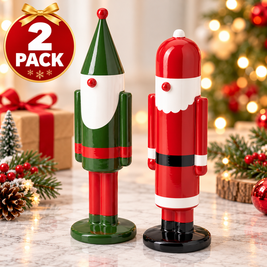 (2 Pack ) IKEA VINTERFINT Christmas Decoration, Santa Claus & Christmas Elf Figurines, Decorative Ceramic Holiday Ornaments, Festive Tabletop Decorations for Living Room, Shelves, Mantel & Home Décor