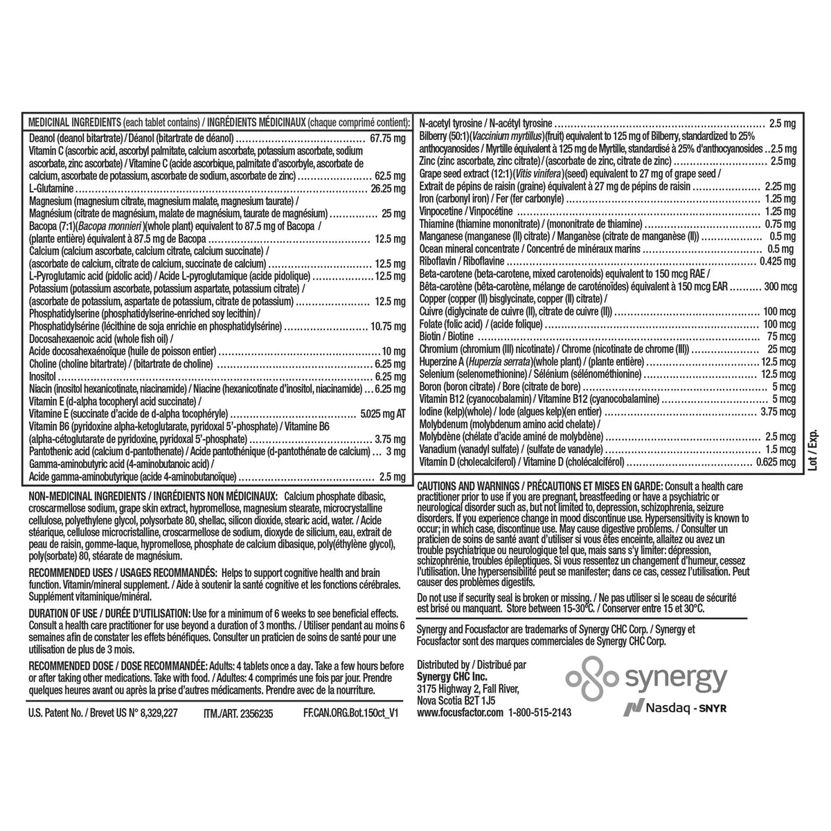 Focus Factor Nutrition for the Brain - 150 Tablets