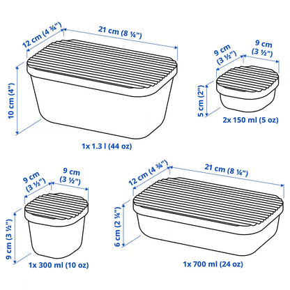 (5-Piece) IKEA Glass Food Storage Container Set with Lids