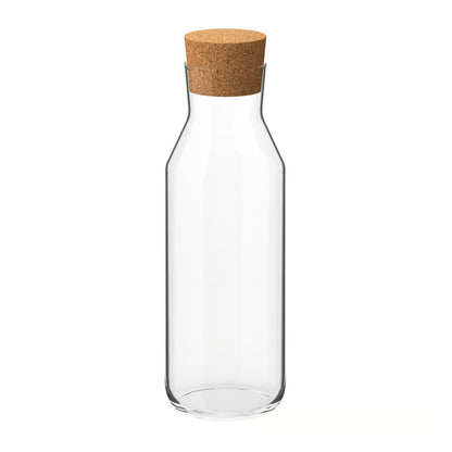 IKEA 1L Clear Glass Carafe with Cork Stopper – Heat-Resistant Beverage Pitcher, 34 oz