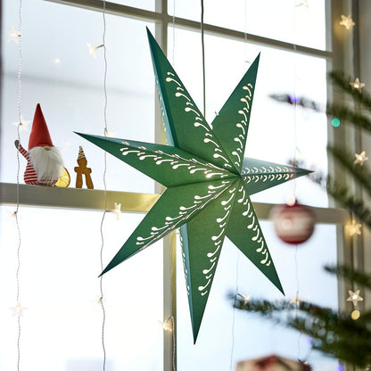 IKEA 70 cm Star-Shaped Paper Lamp Shade, Green &amp; White, Indoor Decorative Shade