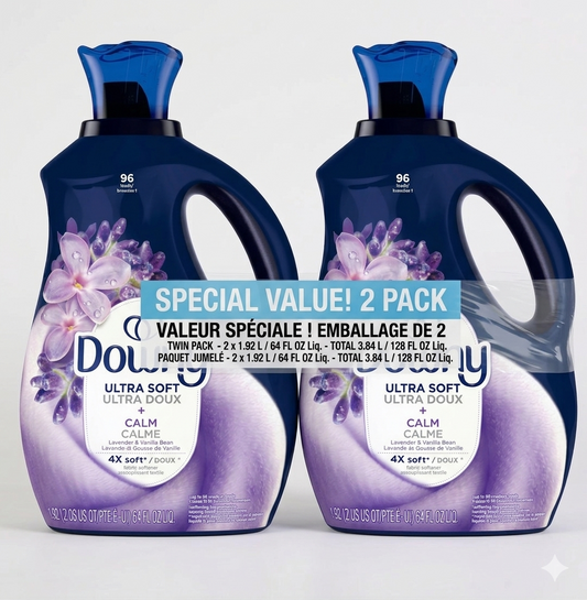 Downy Ultra Soft Fabric Softener Liquid, Calm Scent, 64 fl oz – Long-Lasting Freshness & Soft Clothes ( 2 Packs)