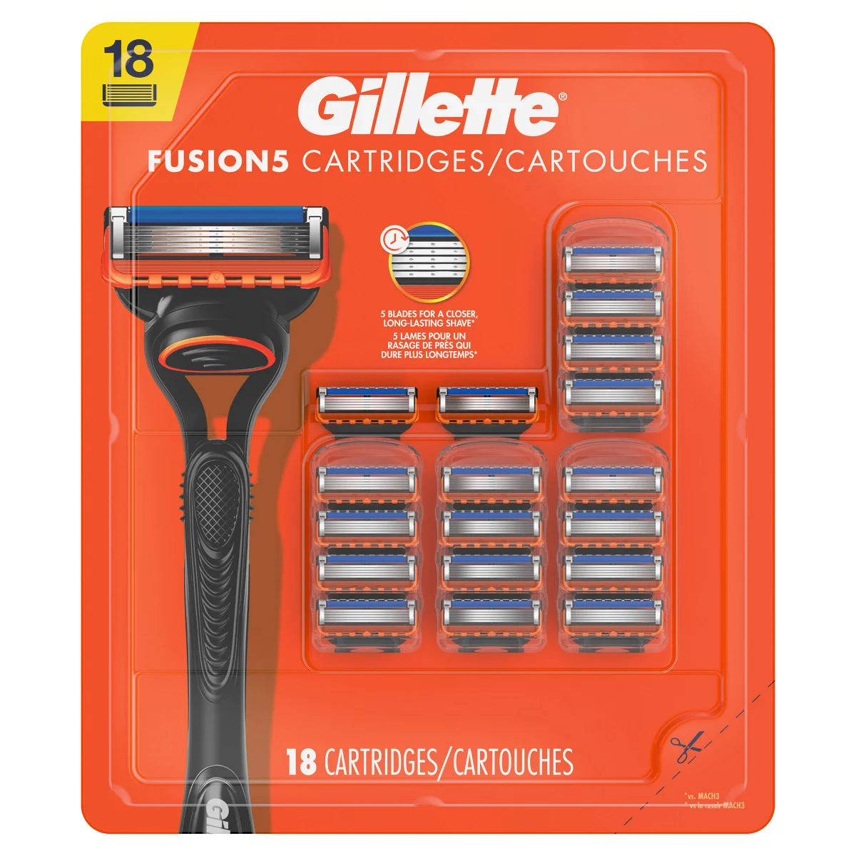Gillette Fusion5 Razor Cartridge Refills, 18-count (2 Packs)