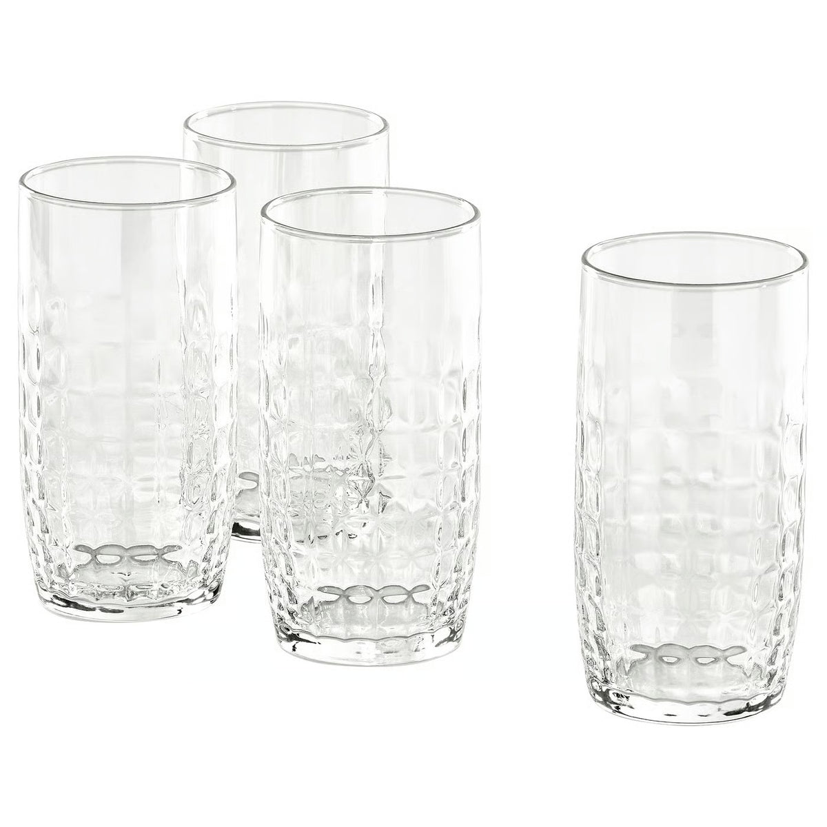(4 Pack) IKEA Tall Faceted Drinking Glasses, Clear Glass, 14 oz
