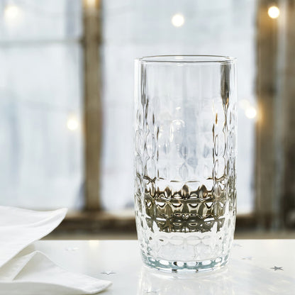 (4 Pack) IKEA Tall Faceted Drinking Glasses, Clear Glass, 14 oz