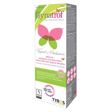 Gynatrof Natural Vaginal Moisturizer, Hyaluronic Acid & Vitamin E, 2 x 50 mL
