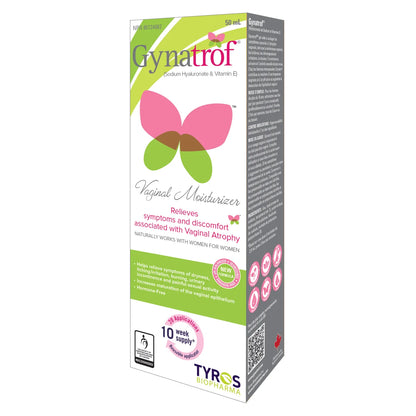 Gynatrof Natural Vaginal Moisturizer, Hyaluronic Acid & Vitamin E, 2 x 50 mL