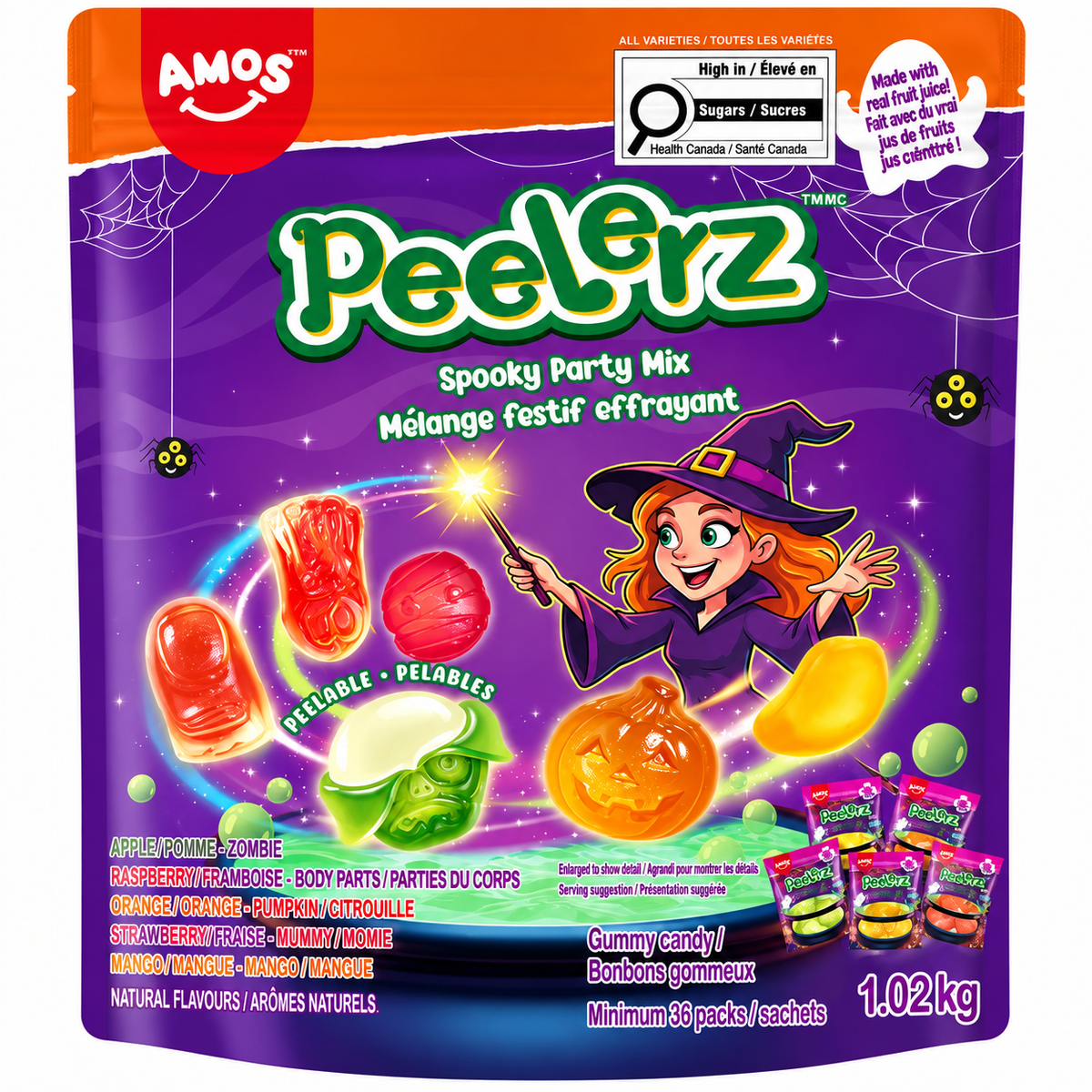 Amos Peelerz Halloween Spooky Party Gummy Candy Mix, 1.02 kg