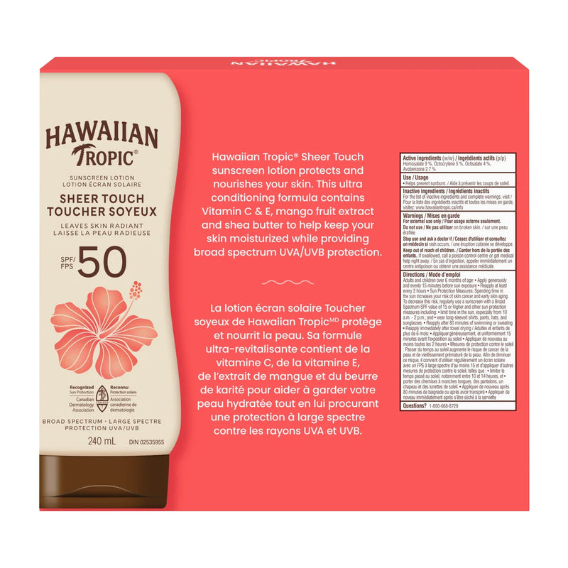 Hawaiian Tropic Sheer Touch Sunscreen Lotion SPF 50, 3 x 240 mL