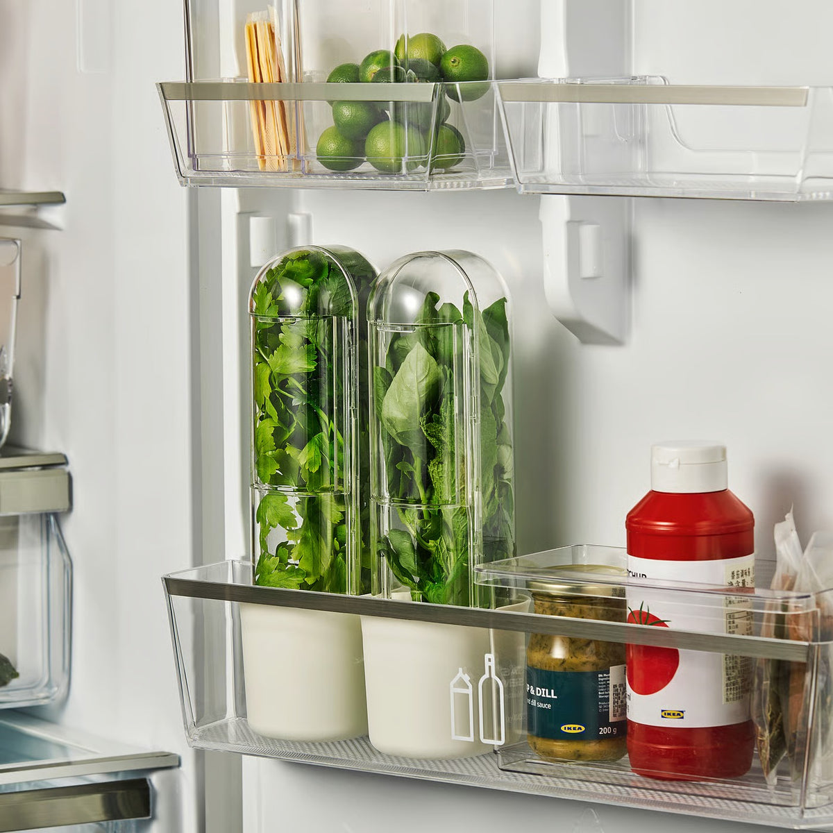 IKEA KLIPPKAKTUS Herb storage for fridge, transparent, 10x9x28 cm (3 3/4x3 5/8x11 ")