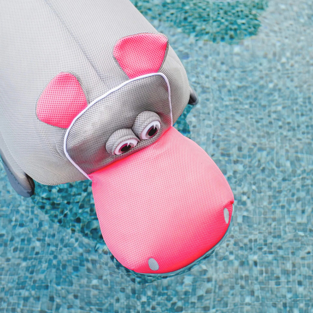 Hippo Large Kids Pool Float Toy – Mesh Water Lounger