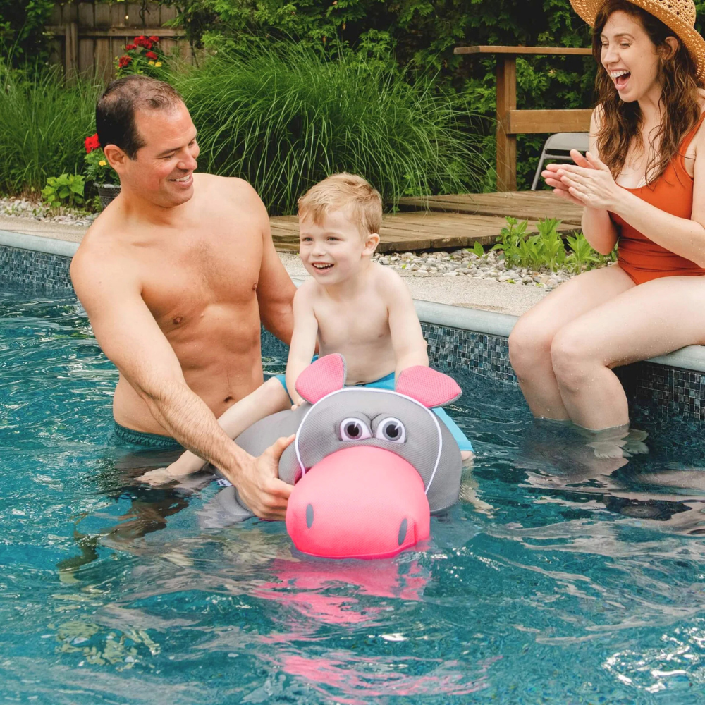 Hippo Large Kids Pool Float Toy – Mesh Water Lounger