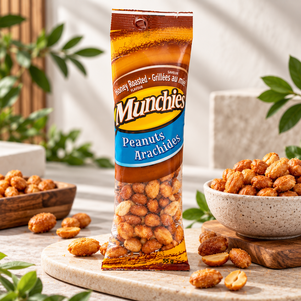 Munchies Honey Roasted Peanuts, 12-Pack × 55 g (660 g Total), Crunchy Sweet & Salty Honey Glazed Peanuts, Individually Packed Roasted Nut Snacks for Office, School, Parties, Travel & Everyday Snacking