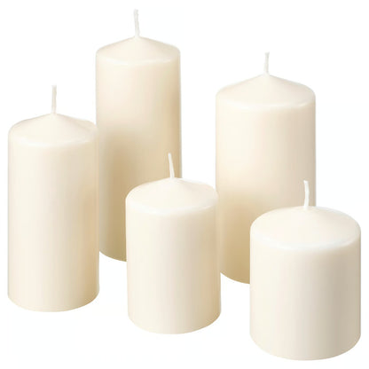 IKEA Unscented Pillar Candles, Decorative Block Candles, Natural, Set of 5