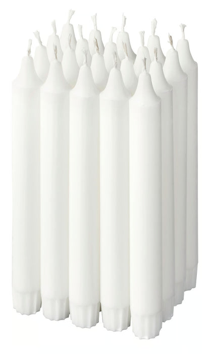 (20 PACK) IKEA JUBLA Unscented chandelier candle, 19 cm 6 hr (7 ½ " 6 hr) -White