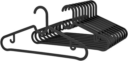Lightweight Clothes Hangers, Black, Plastic, 39 Centimetres - Set of 30