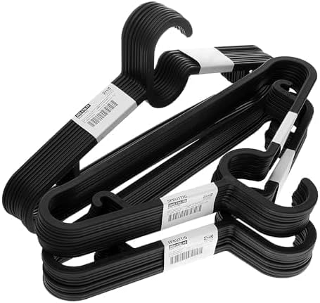 Lightweight Clothes Hangers, Black, Plastic, 39 Centimetres - Set of 30