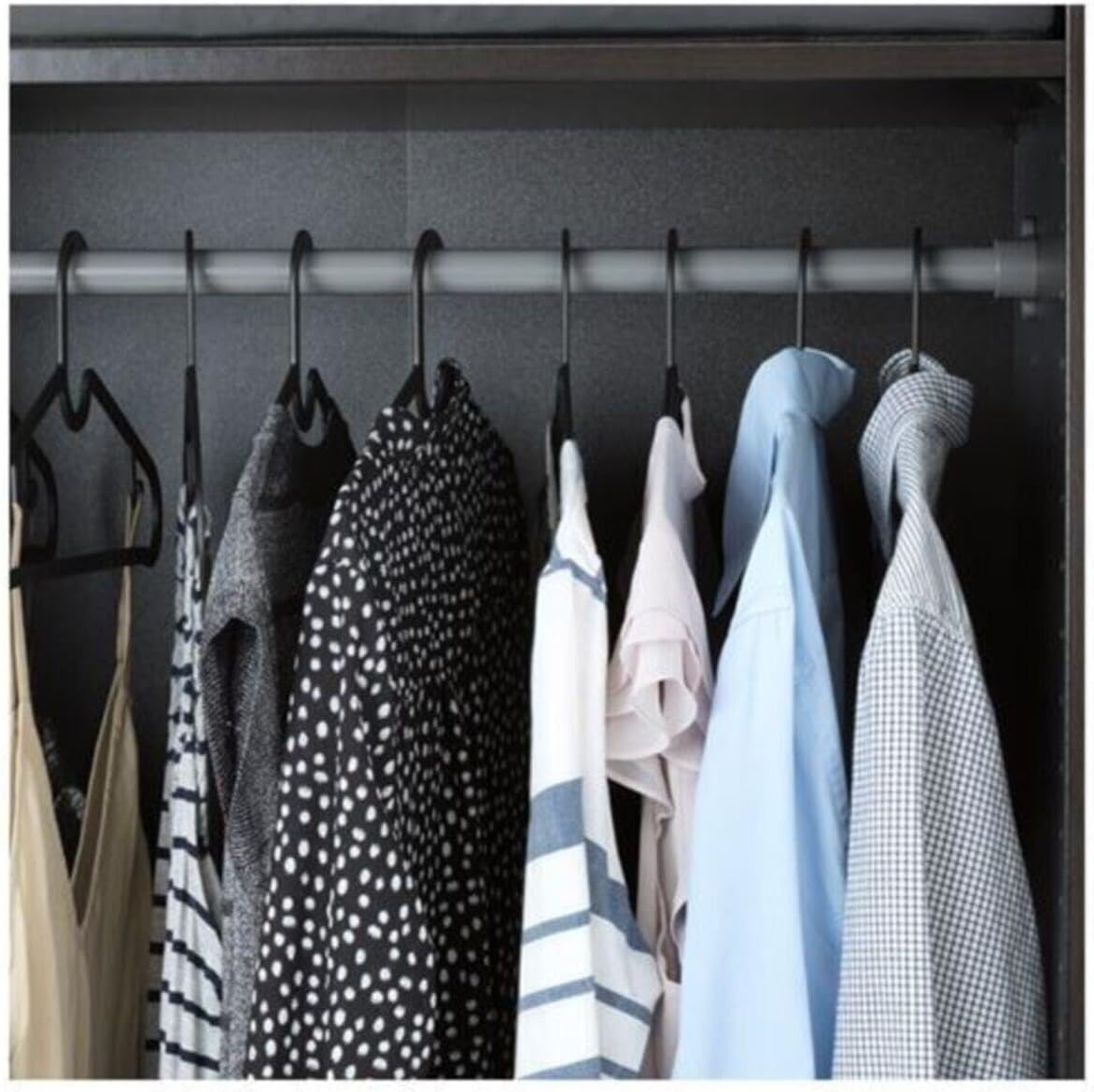 Lightweight Clothes Hangers, Black, Plastic, 39 Centimetres - Set of 30