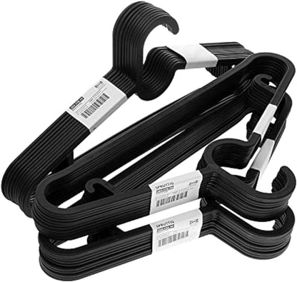 Lightweight Clothes Hangers, Black, Plastic, 39 Centimetres - Set of 30