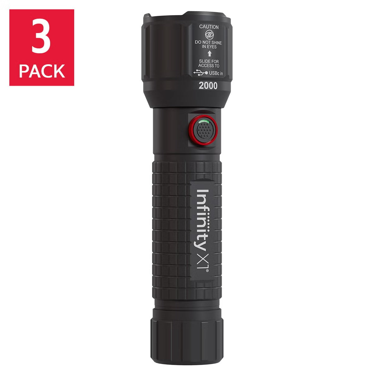 (3 Pack) Infinity X1 2000 Lumen Rechargeable Flashlight