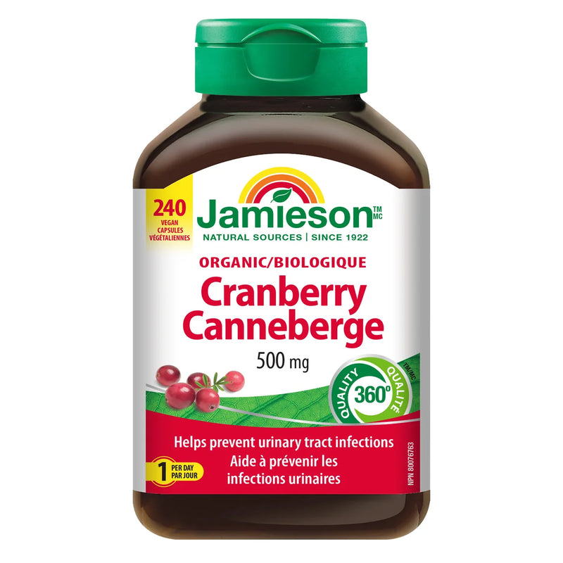 Jamieson Organic Cranberry 500mg - 240 Vegan Capsules