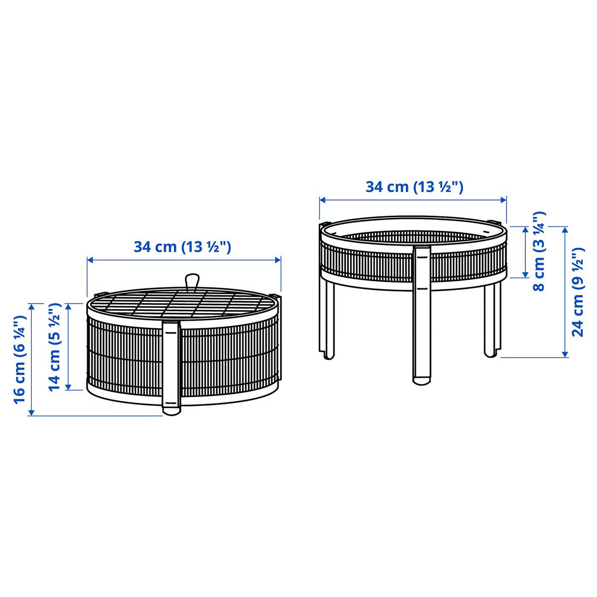 IKEA KANELMOTT Vegetable/fruit basket, set of 2, bamboo