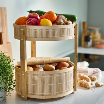 IKEA KANELMOTT Vegetable/fruit basket, set of 2, bamboo