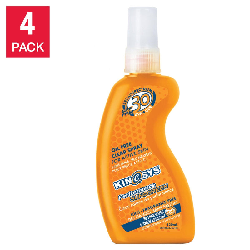 KINeSYS Kids Sunscreen Spray SPF 30, 4 x 120 mL